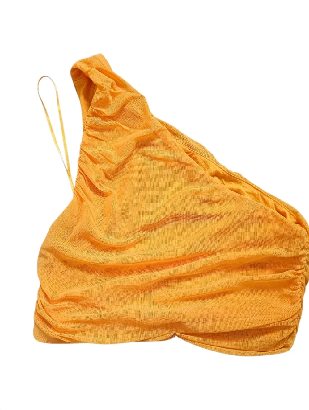 House of Harlow 1960 Yellow One-Shoulder Ruched Midi Skirt